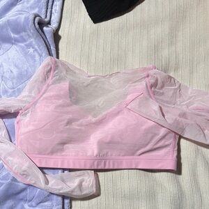 Pink Sheer Mesh sports bra -POPFLEX BRAND NEW